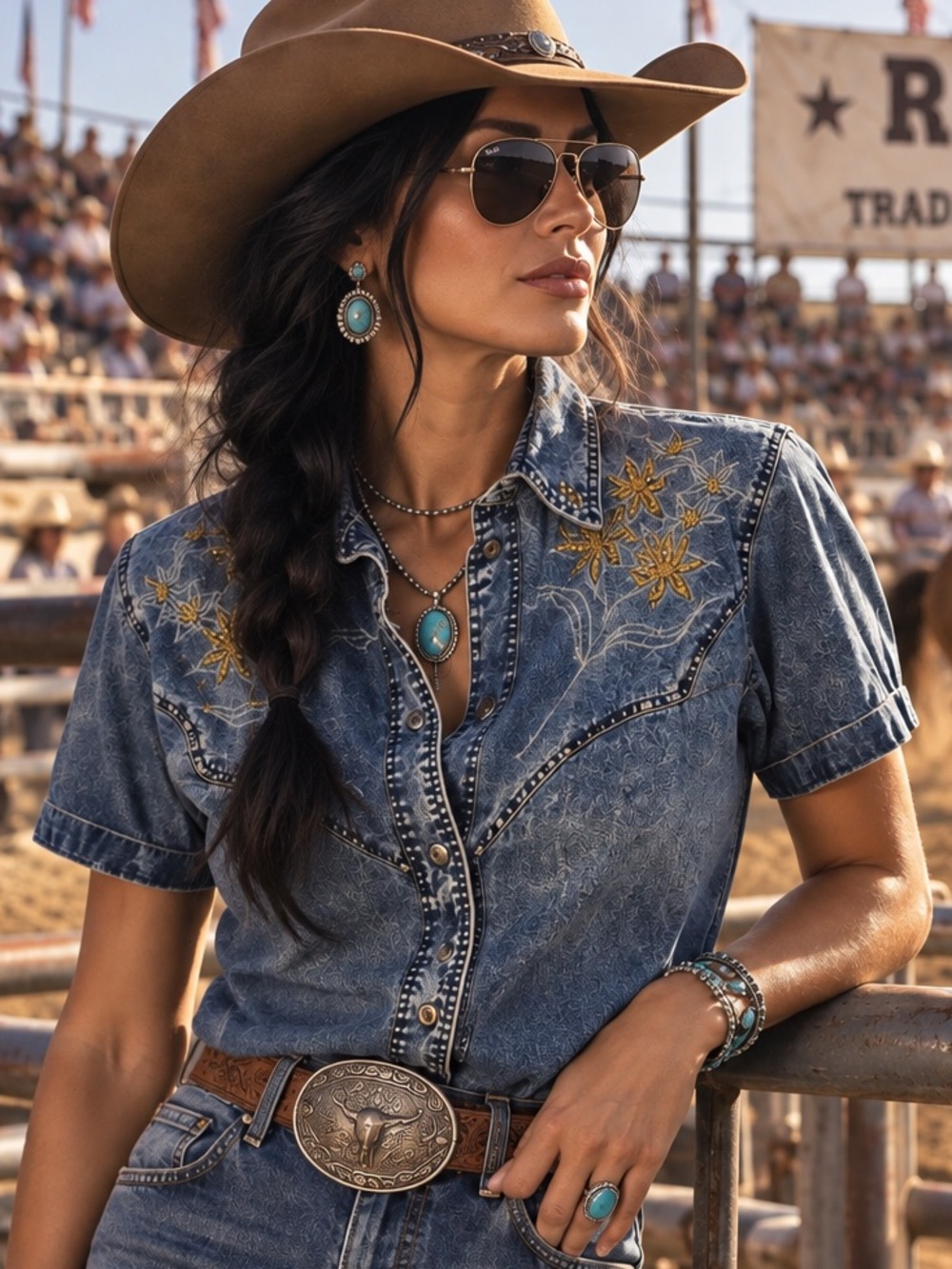 Vintage 80s Embellished Denim Western-wear